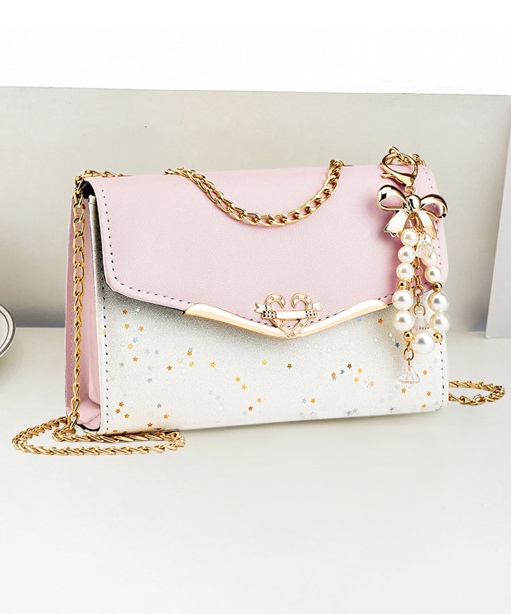 Stylish Beige Faux Leather Chain Linked Flap Bag