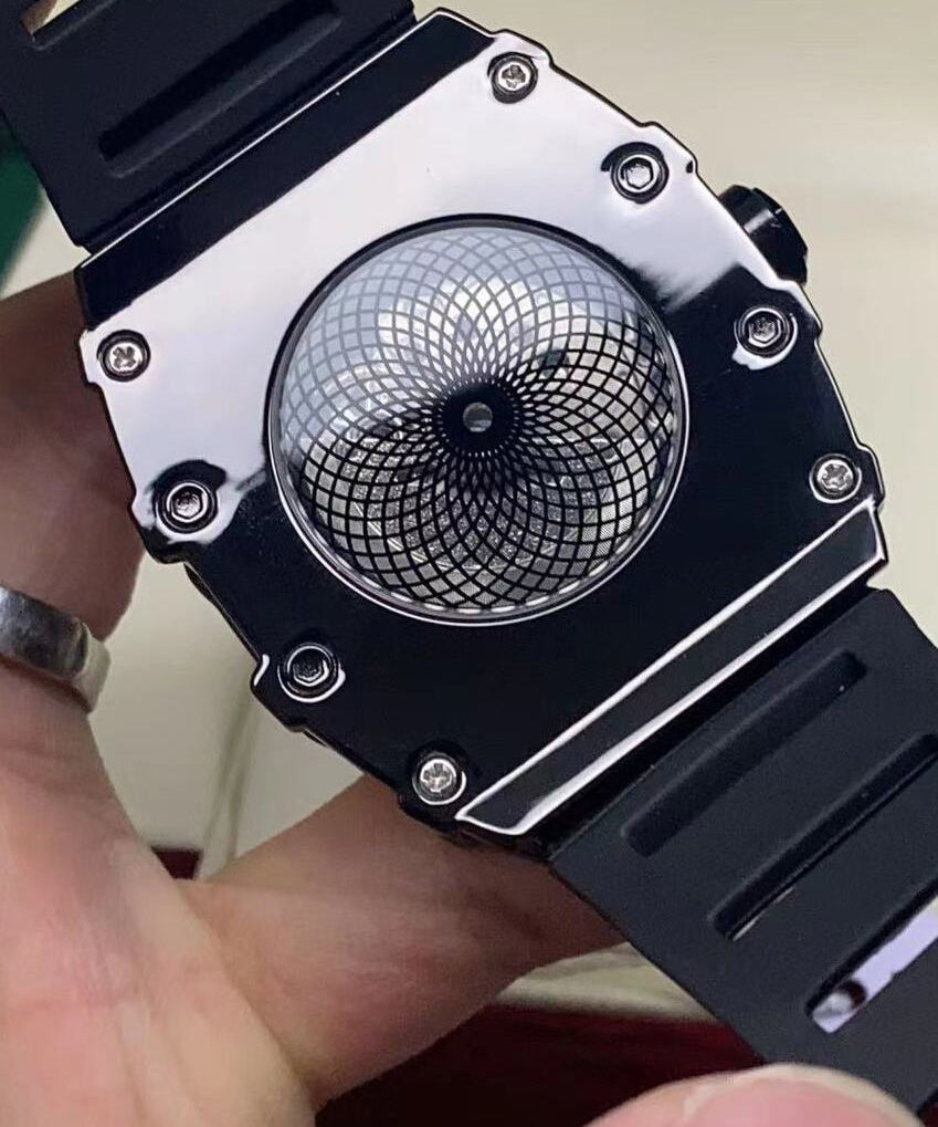 Stylish Black Alloy Hollow Out Fully Automatic Mechanical Waterproof Watch