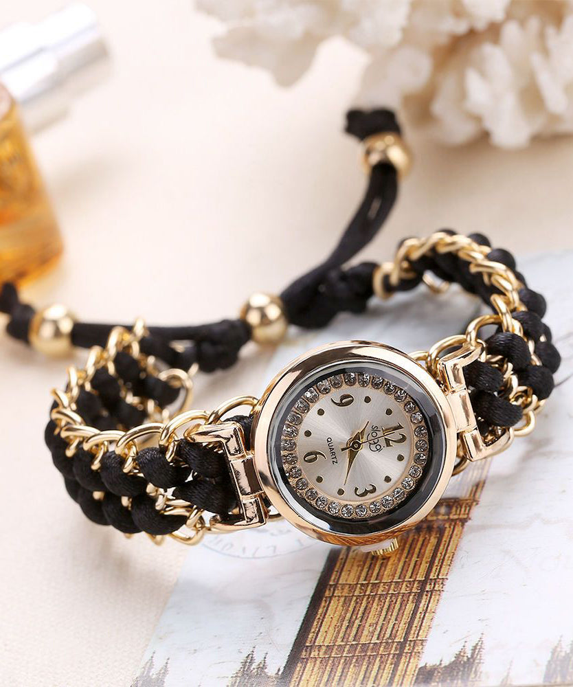 Stylish Black Alloy Mechanical Quartz Movement Watch