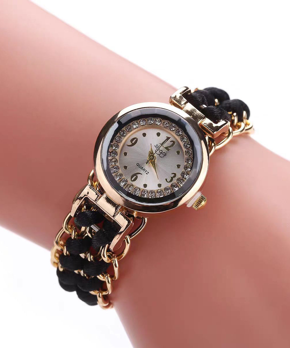 Stylish Black Alloy Mechanical Quartz Movement Watch