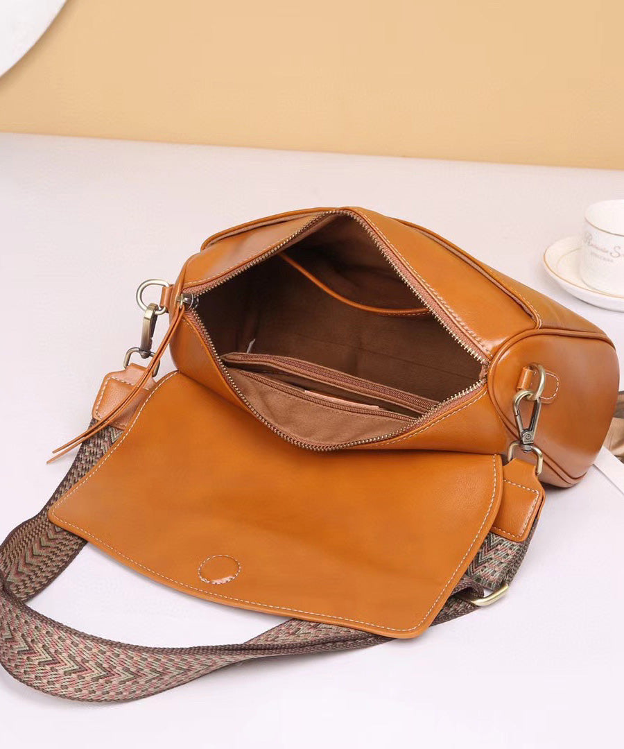 Stylish Black Solid Durable Leather Zipper Shoulder Bag