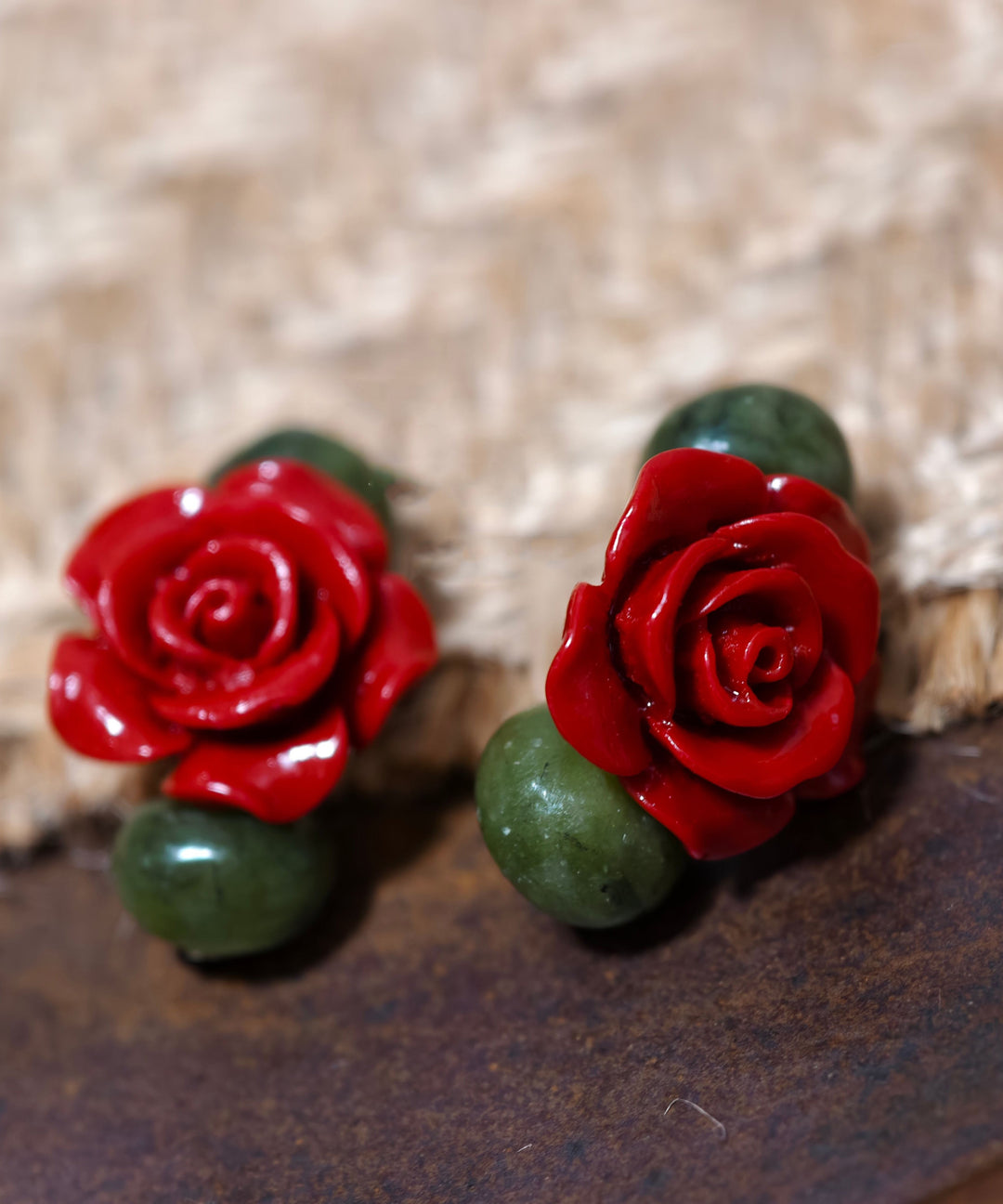 Stylish Colorblock Copper Gem Stone Shell Flowers Stud Earrings