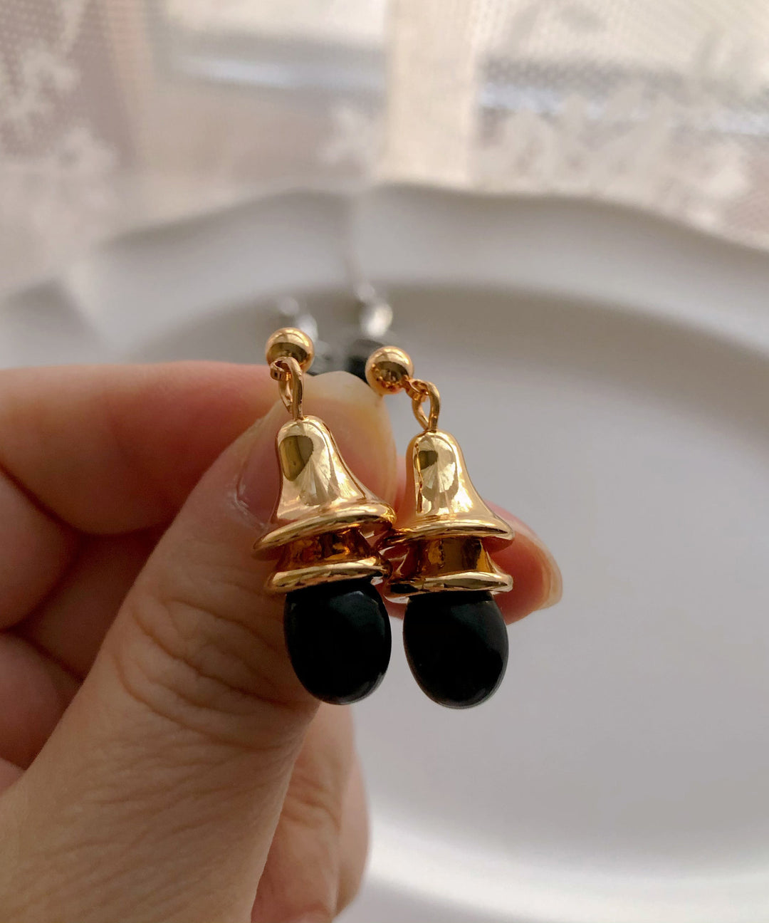 Stylish Gold Copper Overgild Agate Drop Earrings