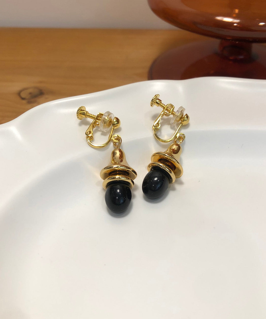 Stylish Gold Copper Overgild Agate Drop Earrings