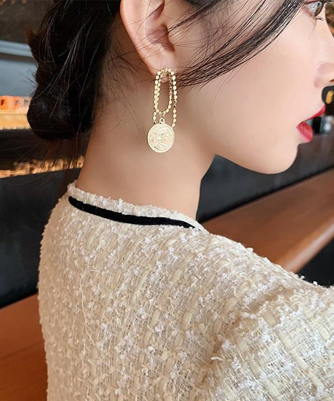 Stylish Gold Srerling Silver Alloy Asymmetrica Pearl Hoop Earrings