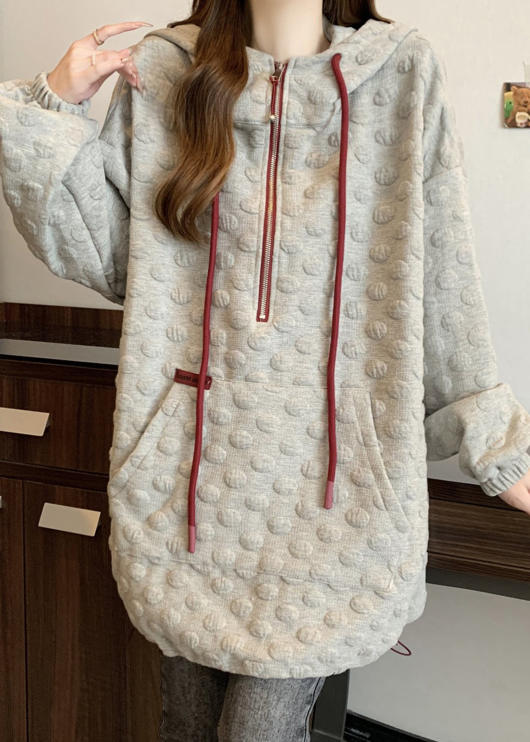 Stylish Grey Oversized Drawstring Cotton Hoodies Sweatshirts Fall