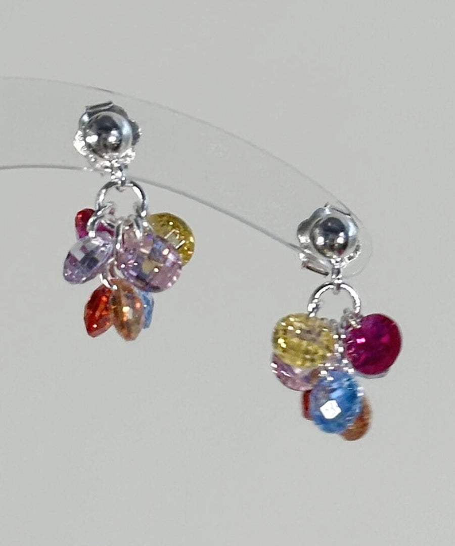 Stylish Rainbow Alloy Crystal Grape Beads Drop Earrings
