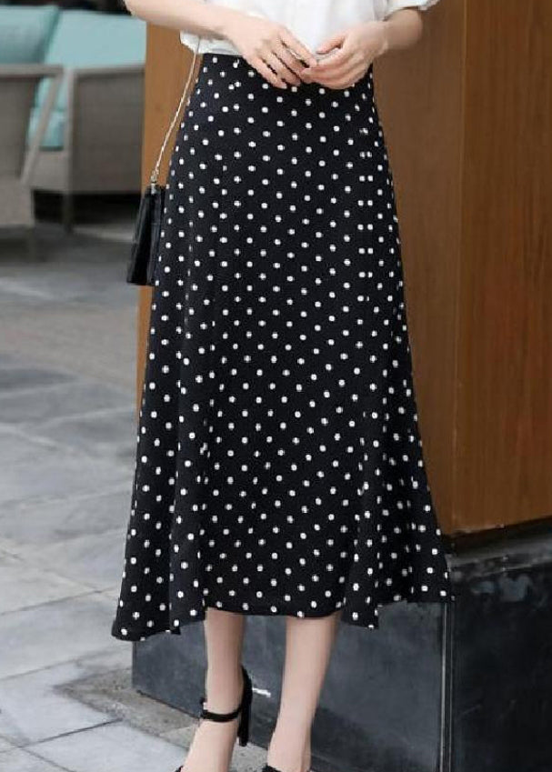 Stylish Red Dot High Waist Ruffled Chiffon Skirts Spring
