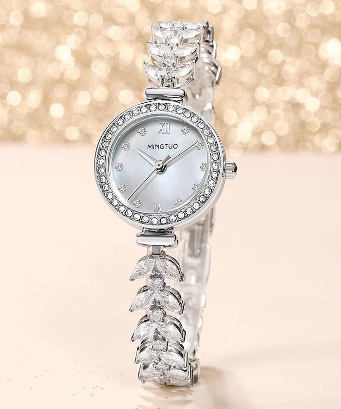 Stylish Silk Stainless Steel Zircon Quartz Movement Waterproof Watches