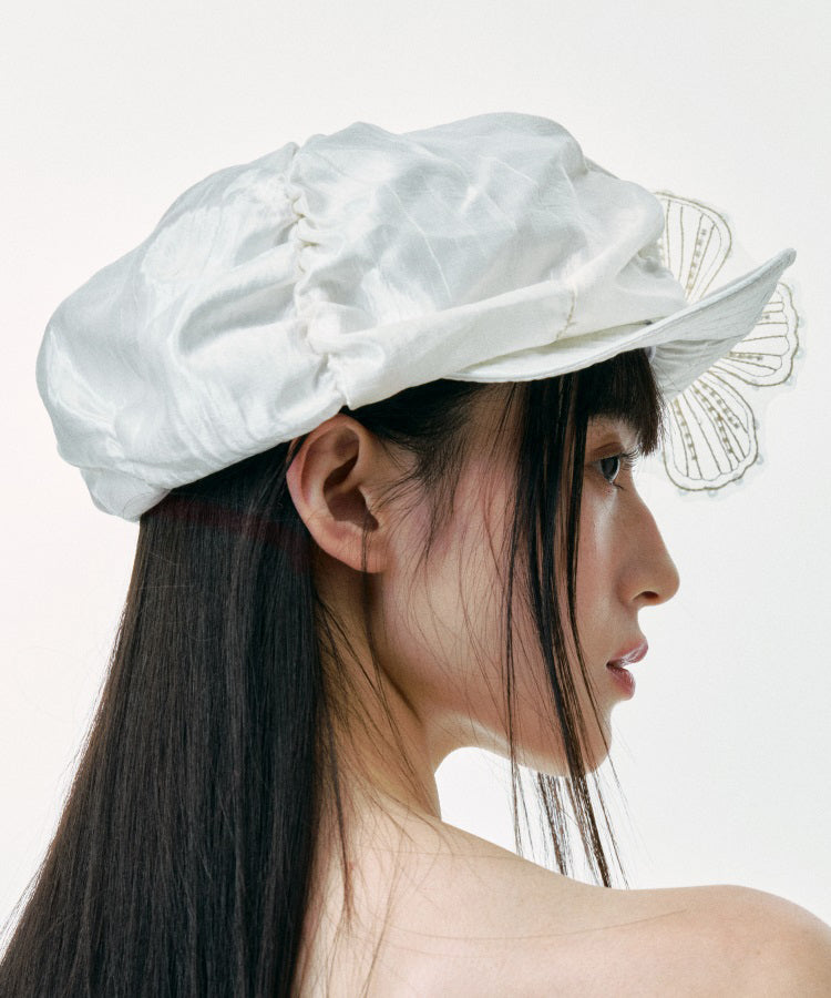 Summer Japanese Silk Pleated Floral Versatile Breton Hat