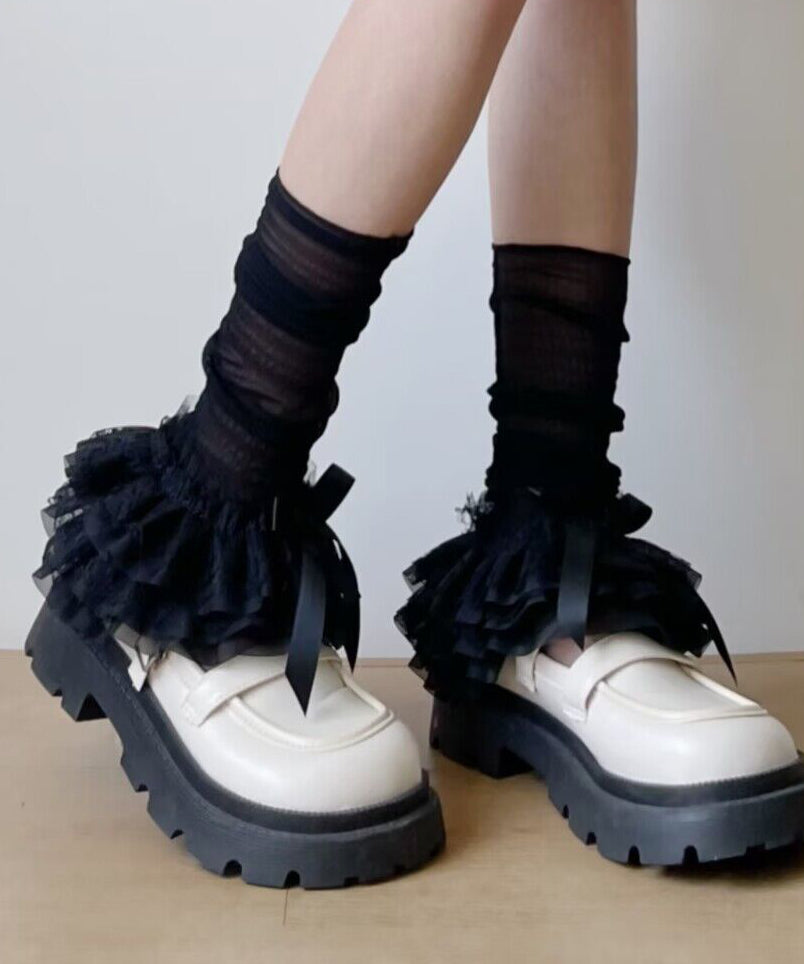 Summer White Multi Layer Lace Edge Tulle Socks Foot Cover