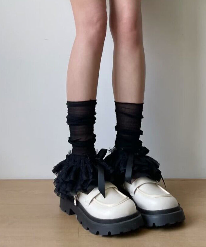 Summer White Multi Layer Lace Edge Tulle Socks Foot Cover