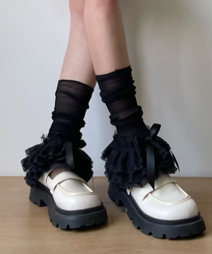 Summer White Multi Layer Lace Edge Tulle Socks Foot Cover