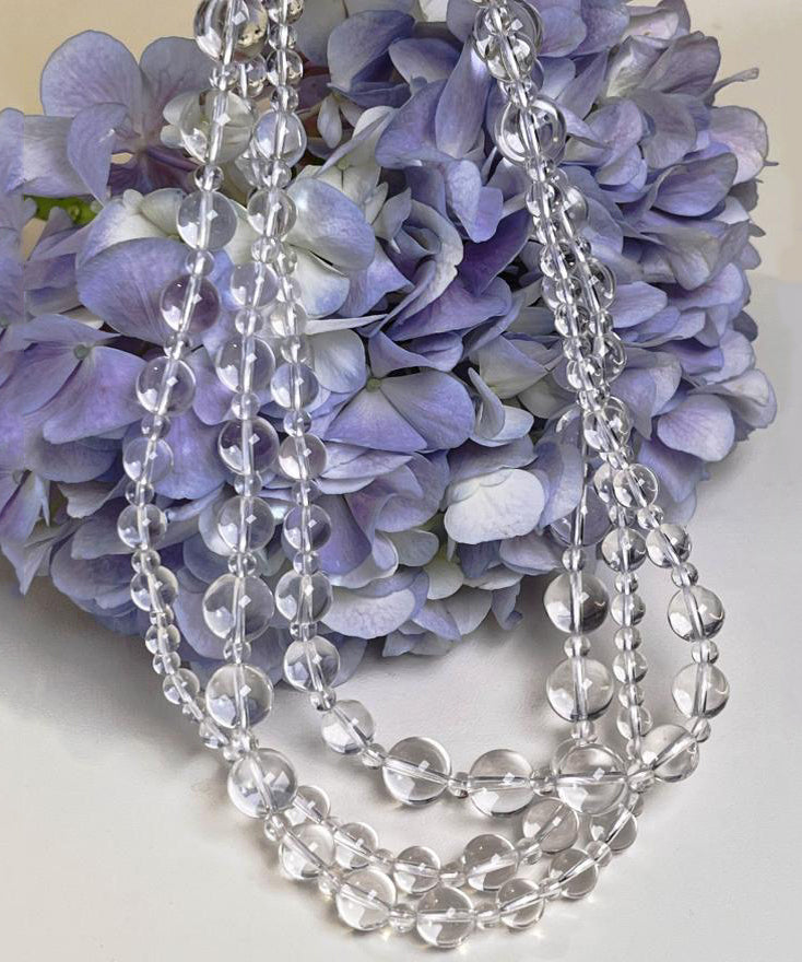 Transparent White Alloy Crystal Sweaters Beading Gratuated Bead Necklace