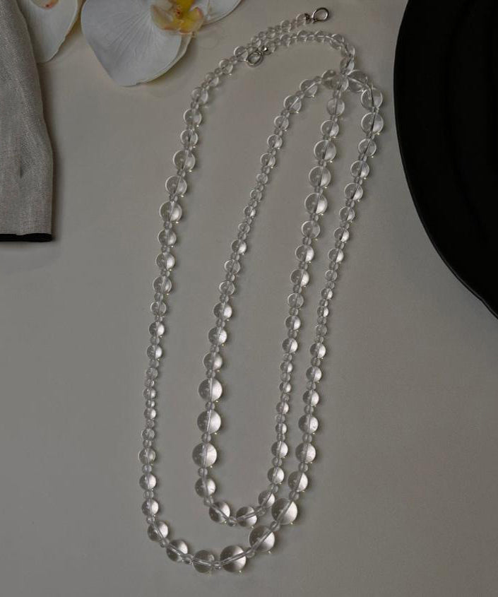 Transparent White Alloy Crystal Sweaters Beading Gratuated Bead Necklace