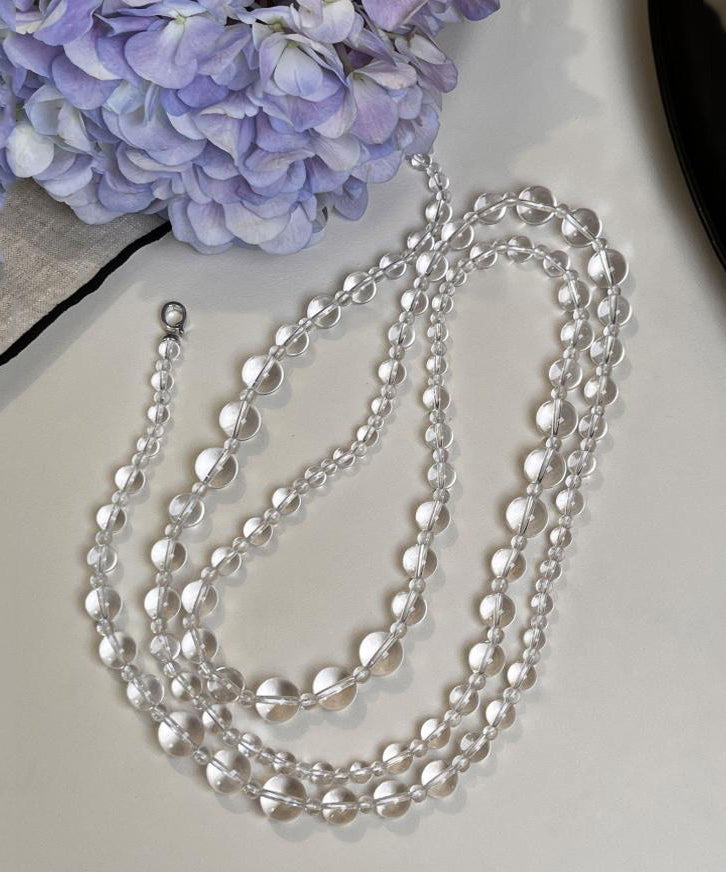 Transparent White Alloy Crystal Sweaters Beading Gratuated Bead Necklace