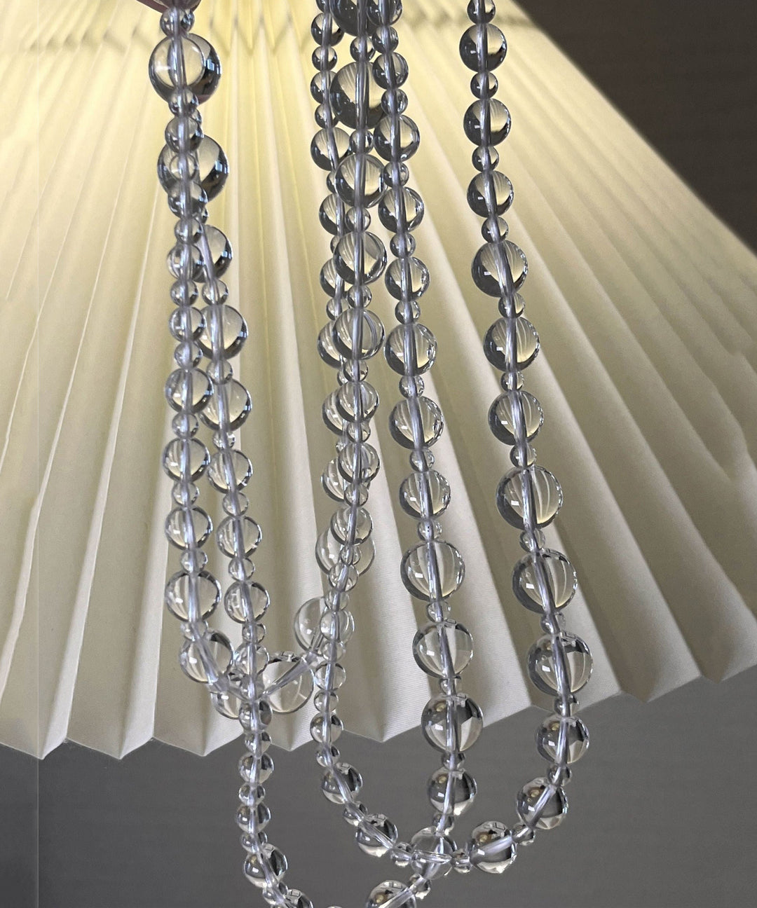 Transparent White Alloy Crystal Sweaters Beading Gratuated Bead Necklace