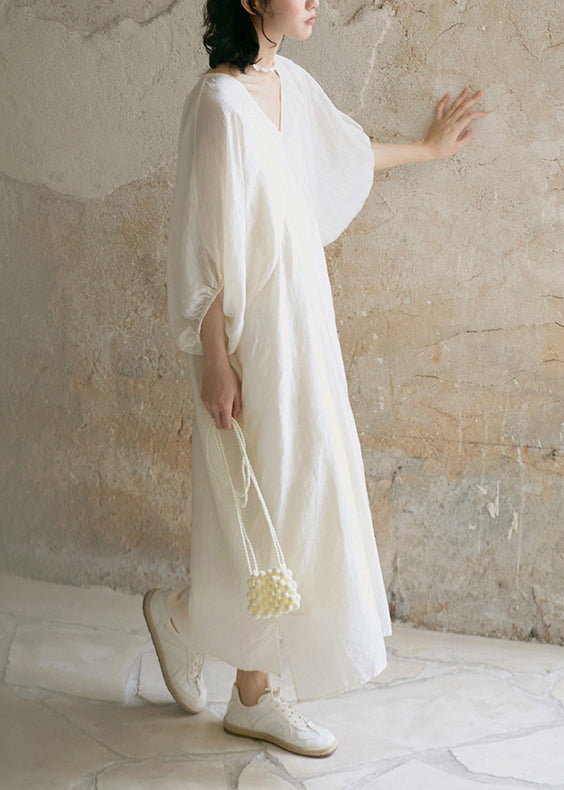 Unique Beige V Neck Cotton Two Pieces Set Summer