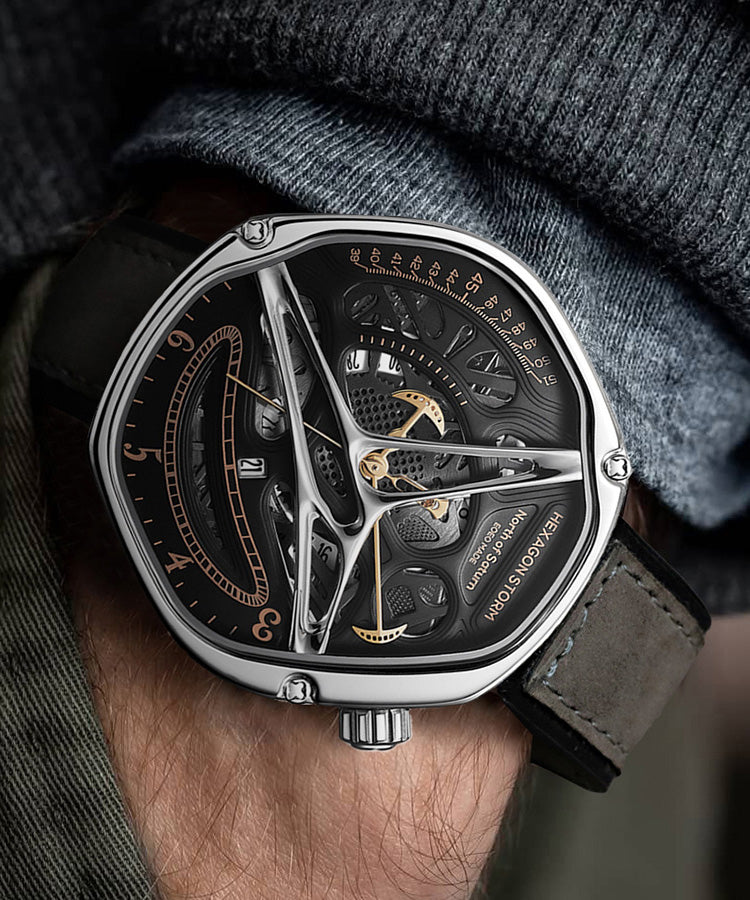 Unique Blue Stainless Steel Fully Automatic Mechanical Hollow Out Watch