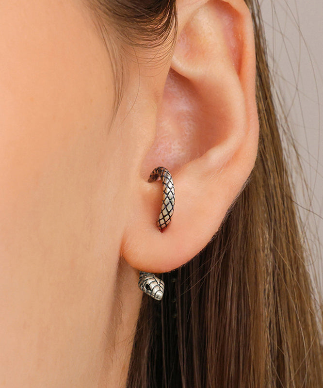 Unique Gold Sterling Silver Overgild Serpentine Stud Earrings