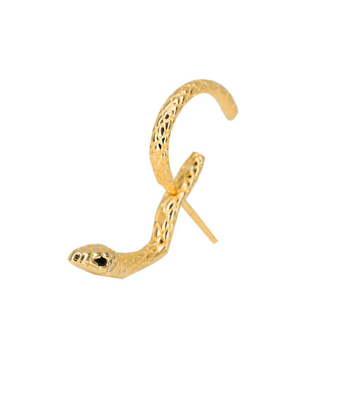 Unique Gold Sterling Silver Overgild Serpentine Stud Earrings