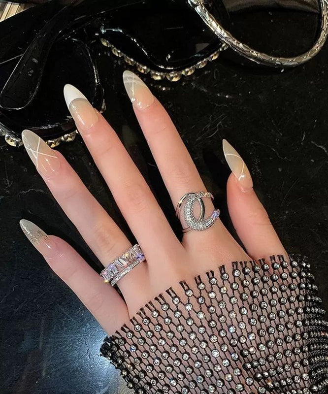 Unique Gold terling Silver Overgild Zircon Rings Two-Piece Set