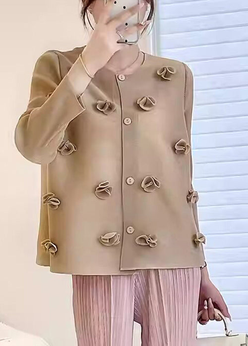 Unique Purple O Neck Floral Wrinkled Silk Top Fall