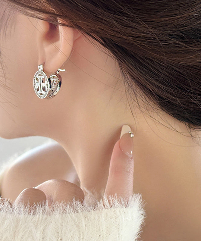 Unique Silk Sterling Silver Zircon Circle Hoop Earrings