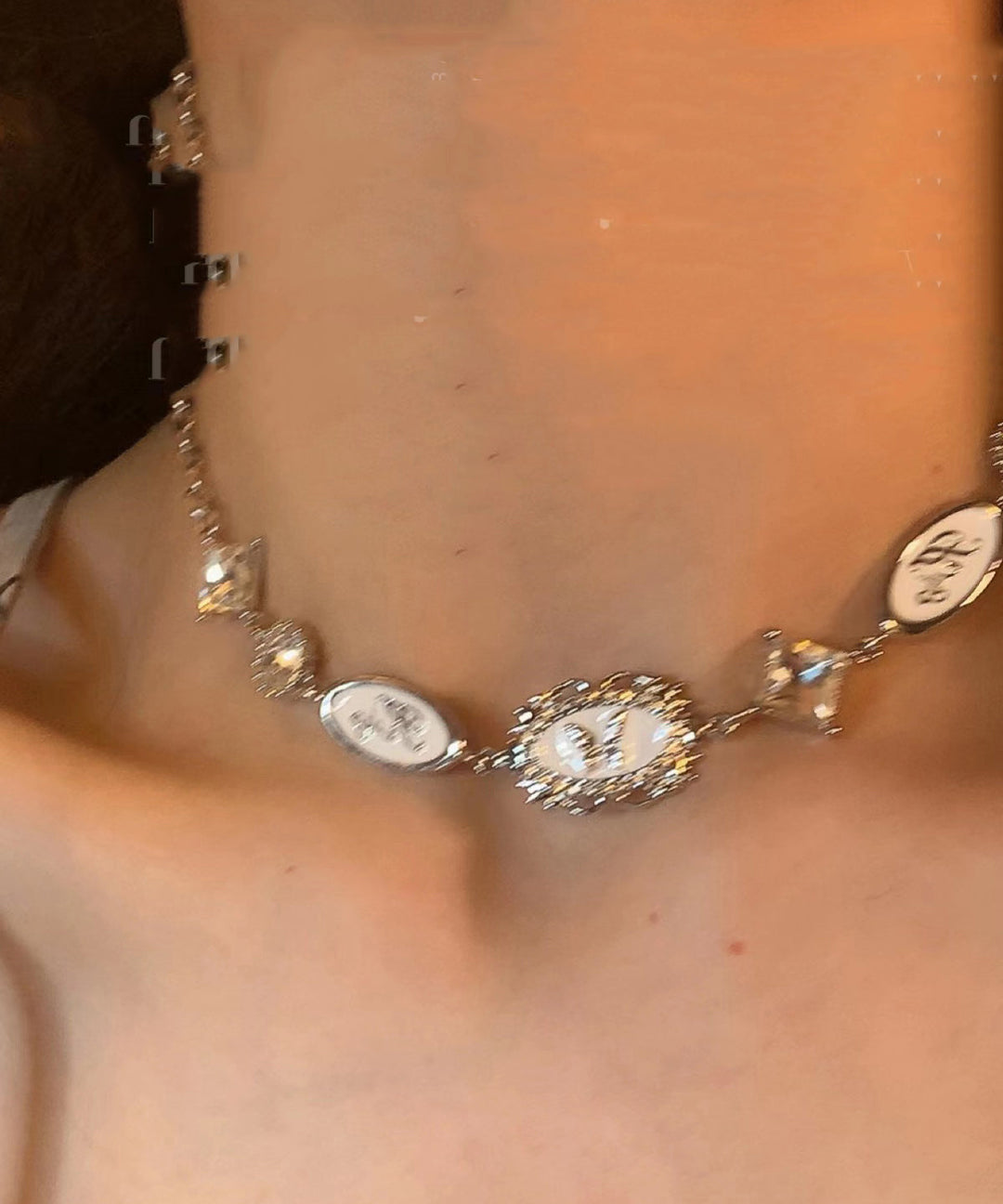 Unique White Alloy Zircon Drip Glaze Butterfly Collar Necklace