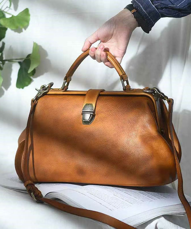 Vintage Brown Large Capacity Leather Tote Handbag