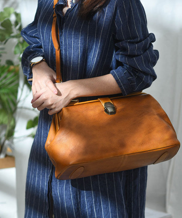 Vintage Brown Large Capacity Leather Tote Handbag