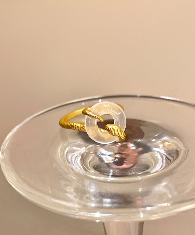 Vintage Gold Copper Alloy Safety Buckles Serpentine Rings Two-Piece Set