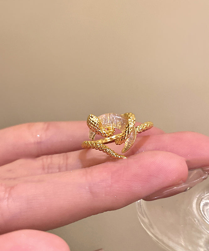 Vintage Gold Copper Alloy Safety Buckles Serpentine Rings Two-Piece Set