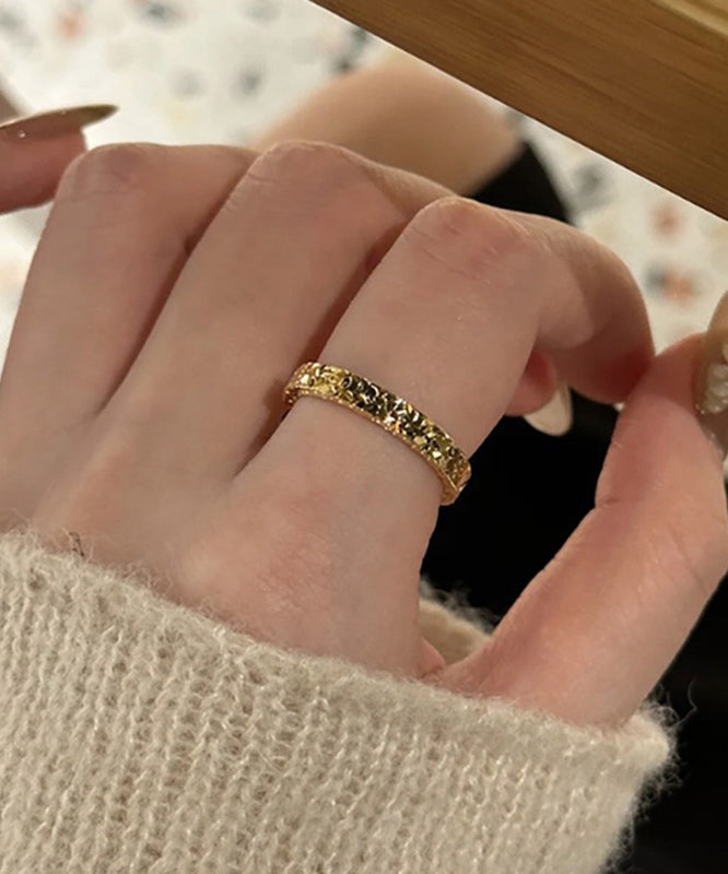 Vintage Gold Sterling Silver Overgild Zircon Starry Sky Rings Two-Piece Set