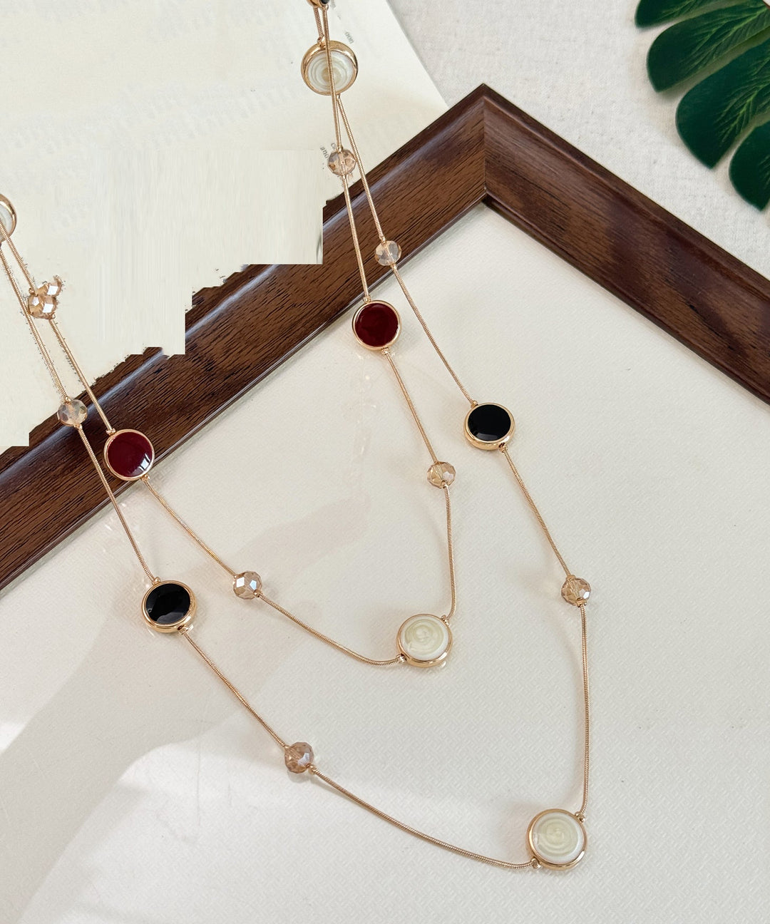 Vogue Gold Copper Drip Glazed Beading Double-Layer Necklace