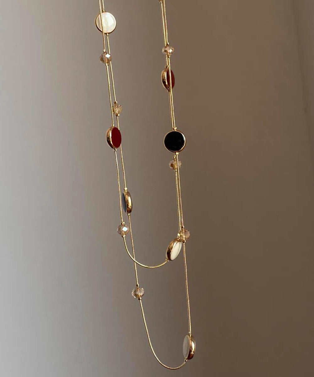 Vogue Gold Copper Drip Glazed Beading Double-Layer Necklace