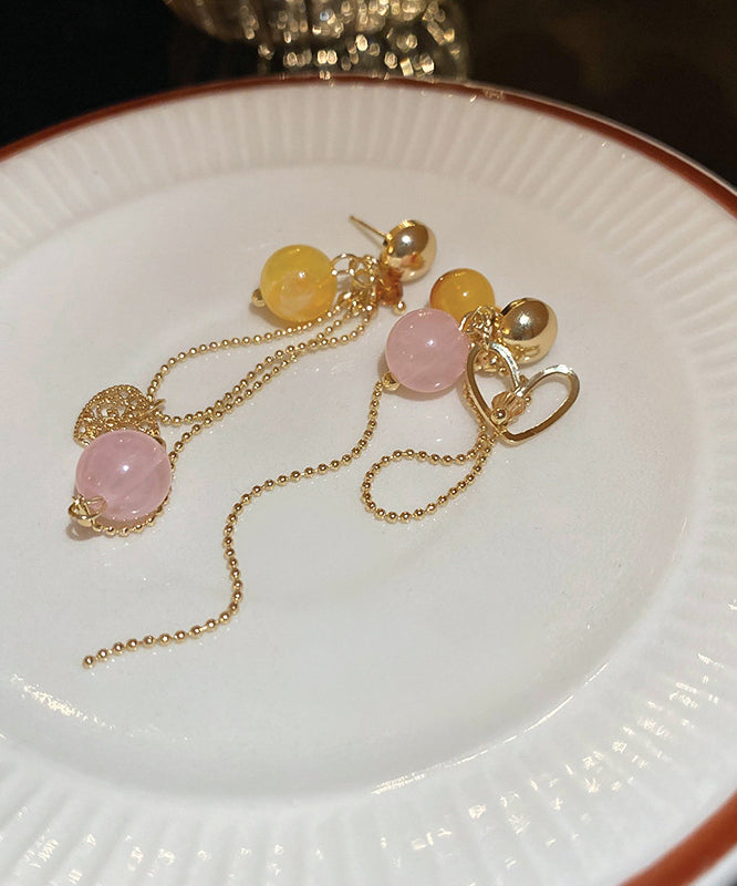 Vogue Gold Copper Love Crystal Resin Tassel Drop Earrings