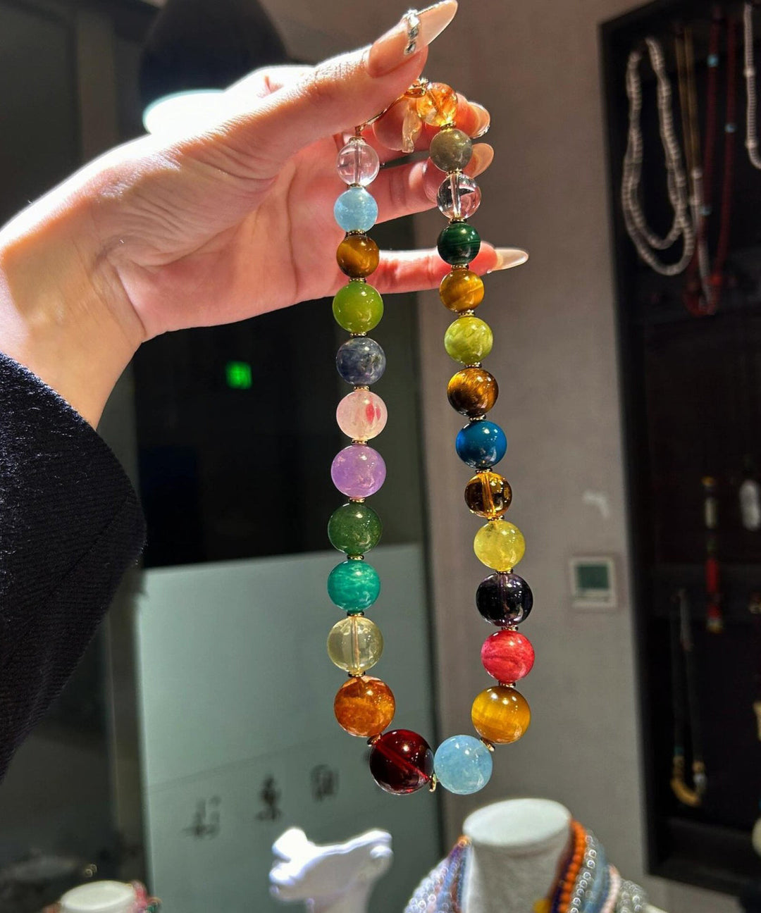 Vogue Rainbow Alloy Crystal Beading Gratuated Bead Necklace