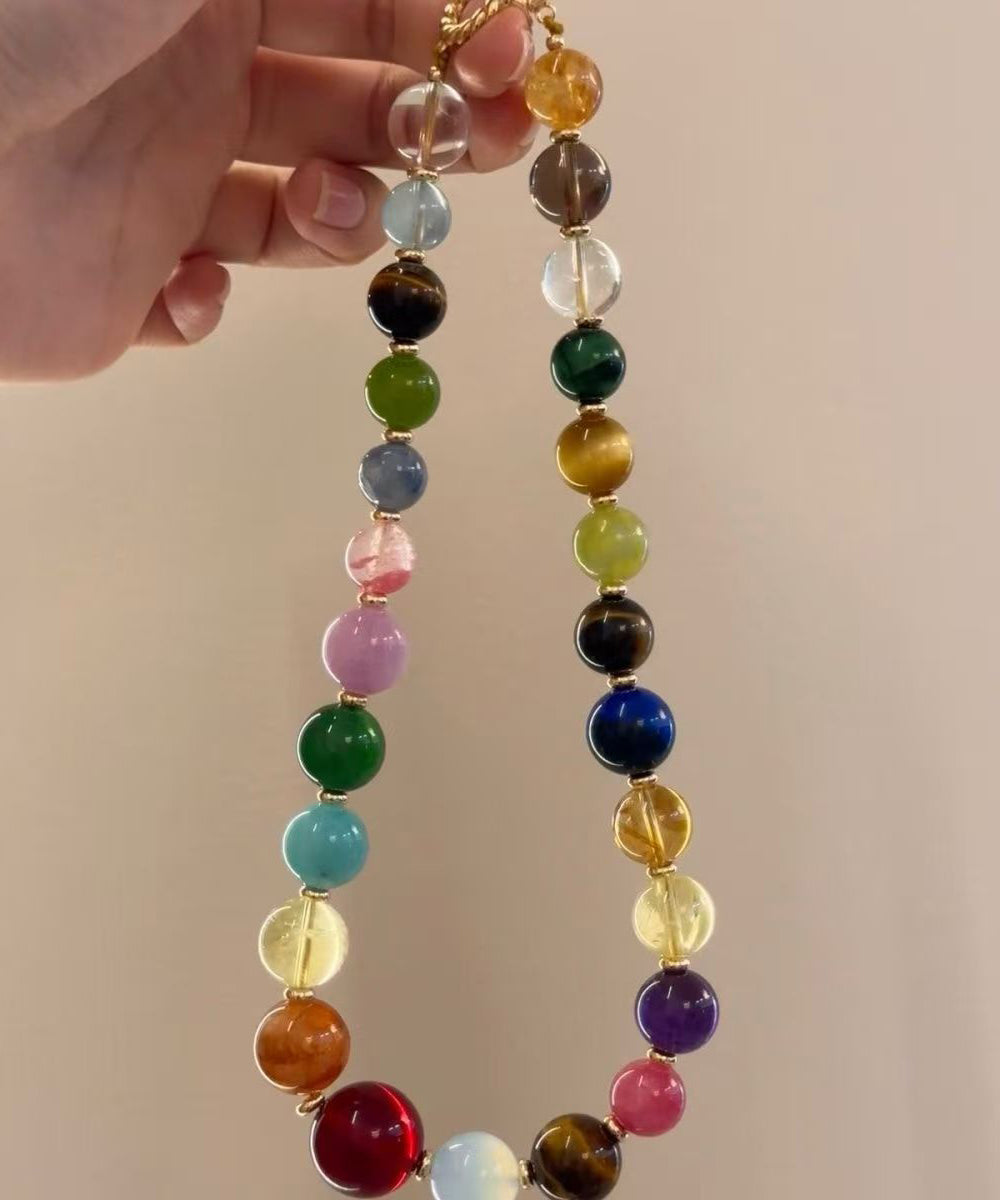 Vogue Rainbow Alloy Crystal Beading Gratuated Bead Necklace