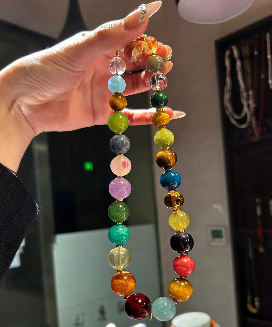 Vogue Rainbow Alloy Crystal Beading Gratuated Bead Necklace