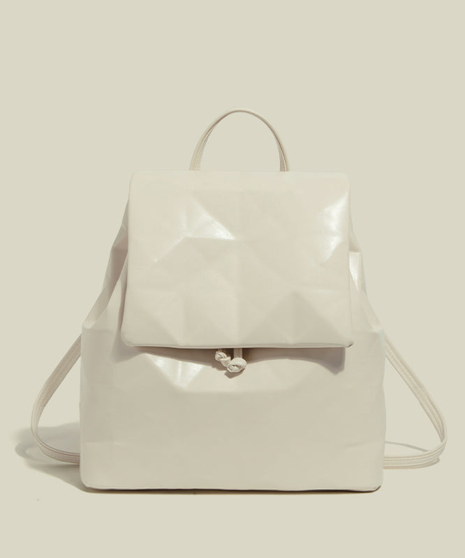 Women Beige Large Capacity Faux Leather Backpack Bag