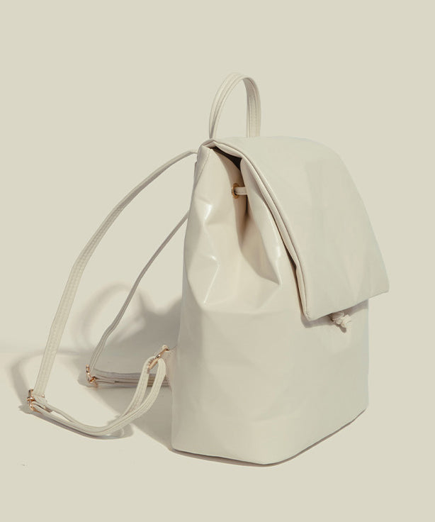 Women Beige Large Capacity Faux Leather Backpack Bag