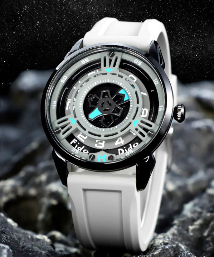 Women Blue Silicone Rubber Waterproof Hollow Out Watches