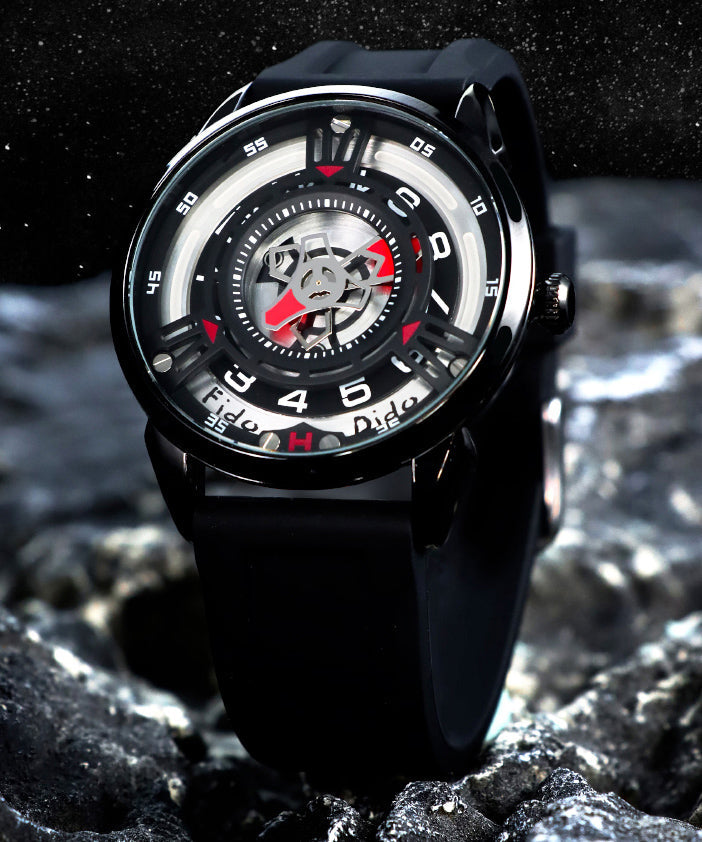 Women Blue Silicone Rubber Waterproof Hollow Out Watches