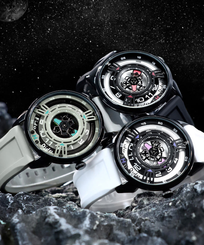 Women Blue Silicone Rubber Waterproof Hollow Out Watches