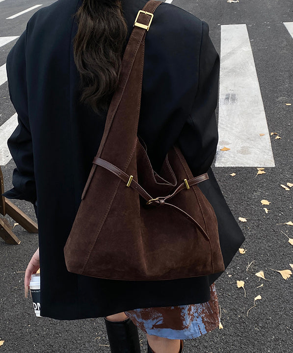 Women Brown Large Capacity Suede Shoulder Bag
