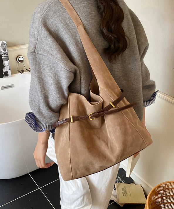 Women Brown Large Capacity Suede Shoulder Bag