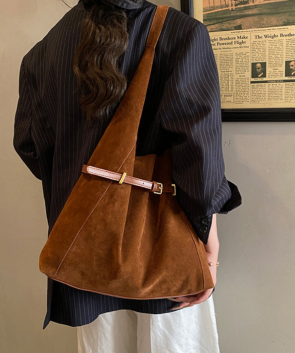 Women Brown Large Capacity Suede Shoulder Bag