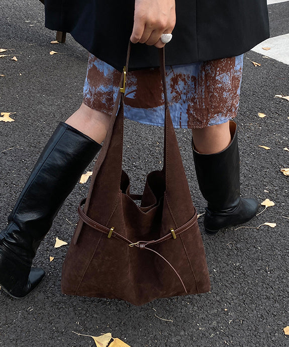 Women Brown Large Capacity Suede Shoulder Bag