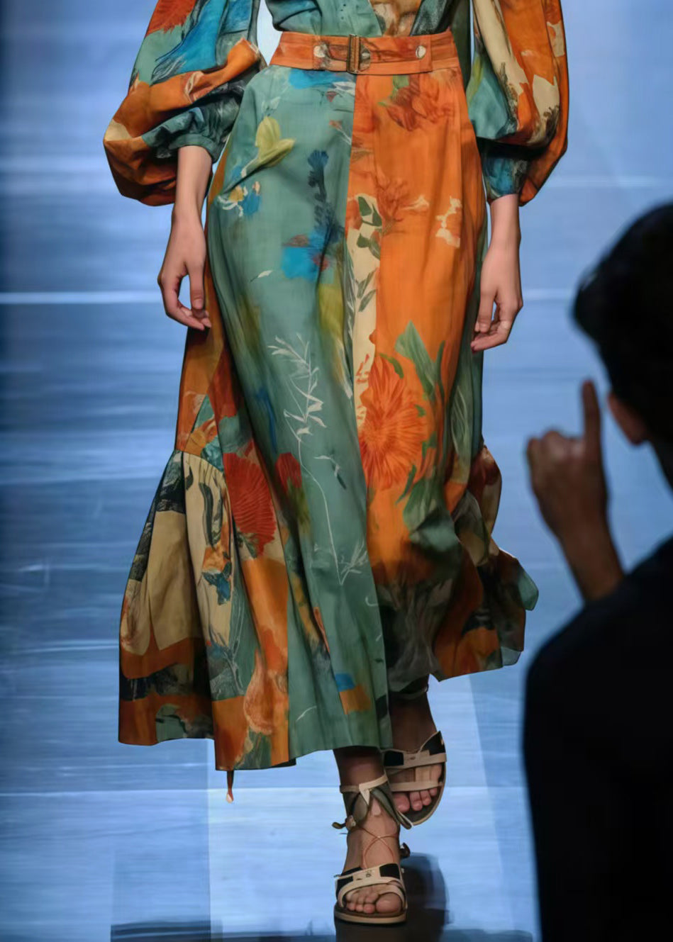 Women Colorblock Cold Shoulder Print Cotton Vacation Dresses Spring